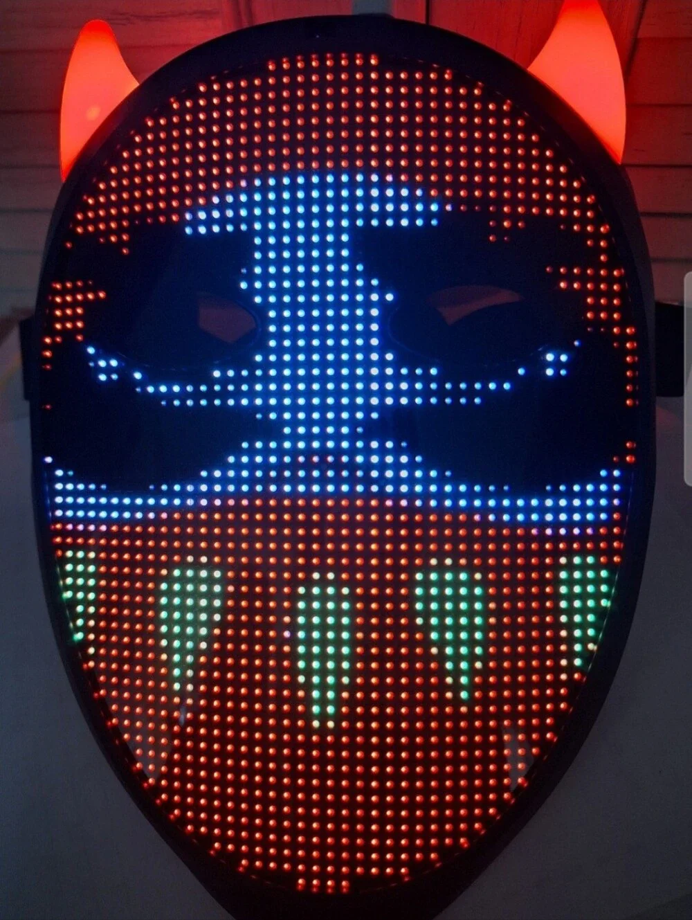 LED Mask Halloween Light Up App Control Customizable Glowing Cosplay Mask NEW